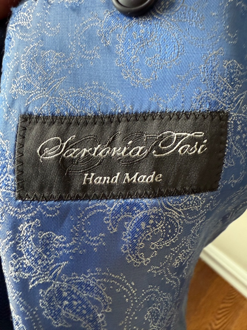 SARTORIA TOSI Italy Handmade Blazer Jacket Plaid Blue Preppy Super 150s Wool 48R - Picture 6 of 10